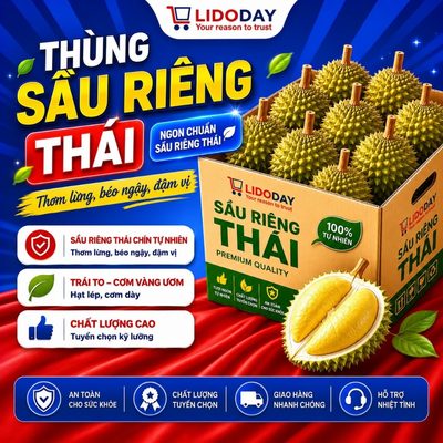 Thùng sầu riêng Thái Lidoday nhiều size đa dạng - Từng quả t...